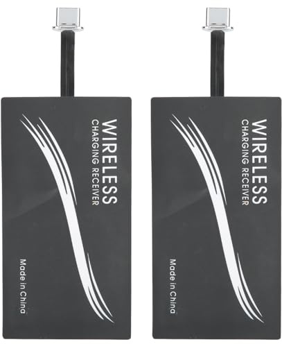 2PCS Universal Type C Wireless Charger Adapter with Mobile Phone Sticker Charging Receiver, Stable Performance, Easy to Use, Self Adhesive Silicone
