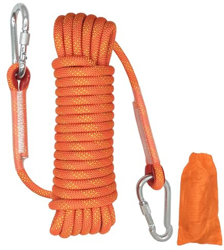 Corda da arrampicata da 10mm, Cavo di sicurezza per esterni, corda statica con 2 ganci in acciaio, ideale per lavori in altezza, scala antincendio, marina, campeggio sportivo, ecc.