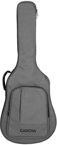 Cascha Gitarrentasche für Akustikgitarre - Deluxe Gigbag mit extra dicker Polsterung, wasserabweisendem Material und ergonomischen Schultergurten - Premium Schutz für 4/4-Gitarren, anthrazit