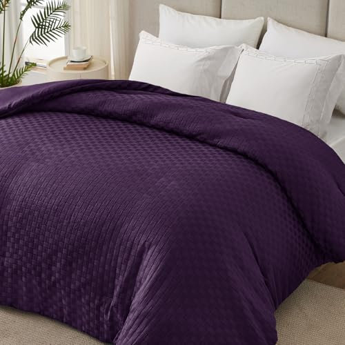 Whale Flotilla Bettdecke in 220x240 cm, Warme und Weiche Ganzjahres Bettdecke, Atmungsaktive Steppdecke für 4 Jahreszeiten, Lila