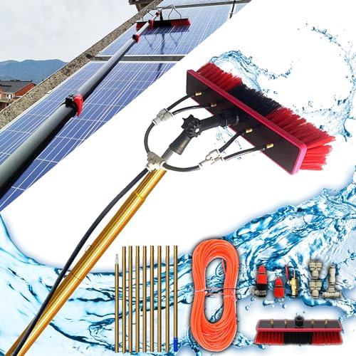errtsdb Limpia Placas Solares, Kit de Limpieza de Paneles Solares, Limpiador Fotovoltaico 3-7m Herramienta de Limpieza de Paneles Fotovoltaicos Cepillo de Limpieza de Vidrio con Pulverizador