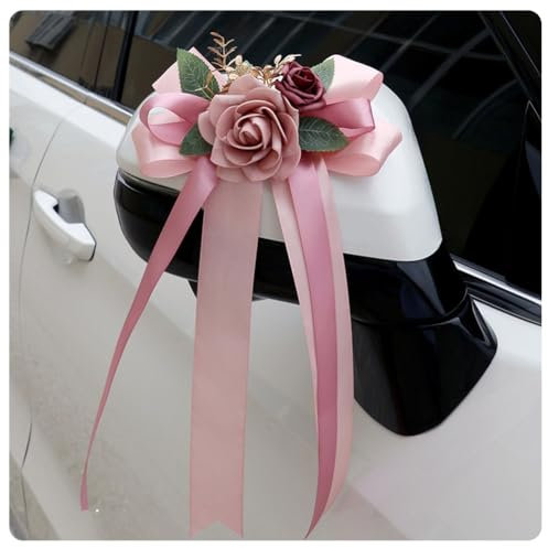 Pmnzdy Lot de 8 Nœuds de Voiture en Soie - Décoration Mariage pour Rétroviseur, Poignée de Porte et Chaise - Pour Église et Fête