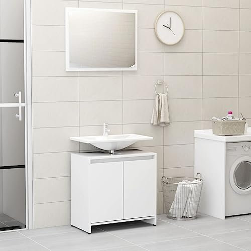 doppelwaschbecken,badezimmermöbel Set komplett,Badmöbel-Set Weiß HolzwerkstoffIdeal für Bäder, wo sie gebraucht Wird