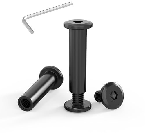 20 Vis de Raccordement M5x30 Pour Meubles, Assemblage en Acier Inoxydable A2 V2A, Connecteur d'Armoire Oxyde Noir Avec Clés Allen