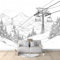 Carta da Parati Moderna Disegno Di Schizzo Skilift Di Montagna 250x175 cm Poster Gigante Carta da Parati, Tessuto Non Tessuto Fotomurale Carta da Parati, per Camera Letto, Soggiorno, Corridoio