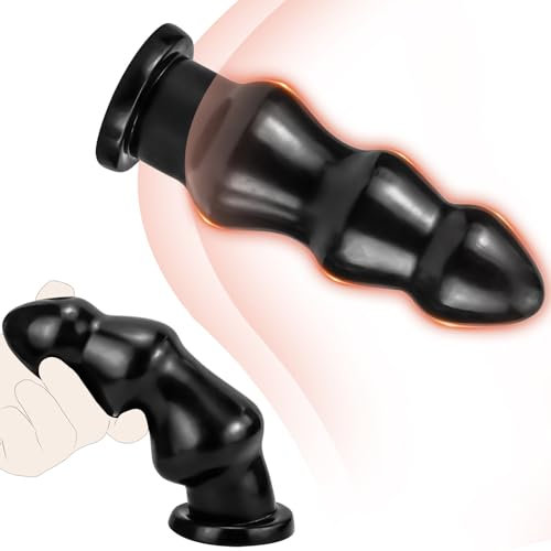 BDSMAGE Bouchon Anal XXL Gode avec Ventouse Puissante, Plug Anal Masturbation Anal Beads Anal Extra Large Dilatateur Anal SM Sex Toy pour Homme Femme (Noir)