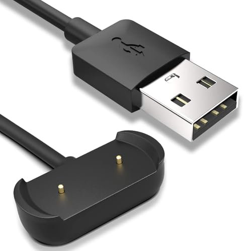 Caricabatterie compatibile con Amazfit GTR 2, Bip U, GTR 2e, GTS 2/2e, GTS2 Mini, GTR Mini, Active/Active EDGE, T-REX Pro (non si applica a T-REX), Pop Pro, Zepp E - Cavo da 1M, nero