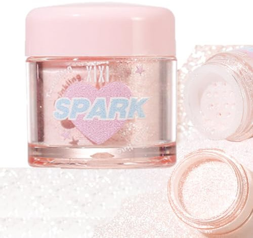 KARLOR Evidenziatore polvere viso corpo luccichio polvere diamante rosa viso glitter polvere splendente viso evidenziatore corpo illuminatore corpo shimmer polvere per capelli viso gambe guancia