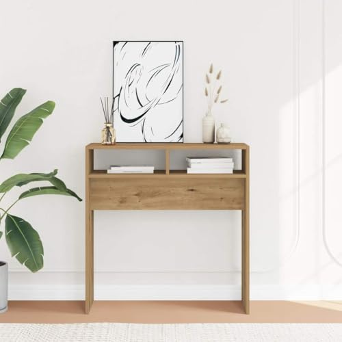 Xichuzi Mesa Consola Madera de ingeniería Roble Artesanal 78x30x80 cm, Mesa Entrada, Mesa Recibidor Estrecha, Mesa De Centro Salon, Mesa Auxiliar, Mueble Entrada - 856621