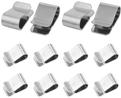 Edelstahl Feder U-Clip, Befestigungsklammern 21,4 x 12 mm, Rostfreier Stahl Feder U Klammer, Metallclip Silber Wiederverwendbar für Lichtschachtabdeckungen Kellerschachtabdeckungen Gitter, 12 Stück