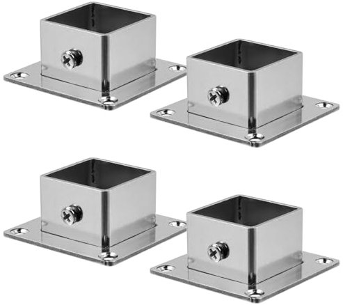 Coshar 4 piezas de base cuadrada de acero inoxidable para piso, base de brida cuadrada para barandilla de cubierta de valla o montaje en cubierta (1.2 x 1.2 pulgadas)