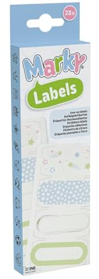 MARKY C169589 - Aufbügeletiketten Set, zum Beschriften und Kennzeichnen von Kleidung, 28 Stück iron-on Labels, je 7 Motive