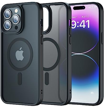 GOODVISH Magnetisch für iPhone 14 Pro Max Hülle, Handyhülle Kompatibel mit Magnet, Stoßfeste AntiFall Translucent Case für iPhone 14 Pro Max 6,7 Zoll, Schwarz