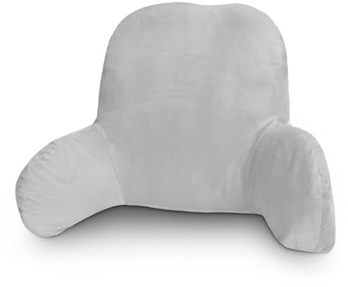 CROWNSHOP Reading Pillow, Lumbar Support Cushion with Removable Cover TV Relax Sofa Chair Back Supports Plush Backrest for Pregnancy Arm Back Head Support, 58x40x25cm (Grey)