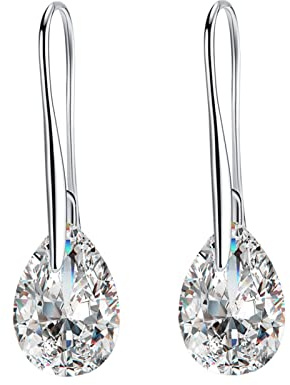 Lirzxin Damen Ohrringe Weißgold 585, Ohrhänger Damen Elegant Wassertropfen Moissanit Ohrringe Hochzeit für Frauen Weißgold