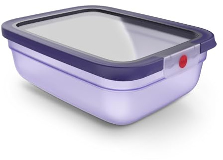 EMSA oneClick Frischhaltedose, verschlossen mit nur 1 x Klick, Lebensmittel 2 x länger frisch, 100% dicht, Made in Germany, 2,3L, gefrier-, mikrowellen- und spülmaschinengeeignet, violett, N1211500