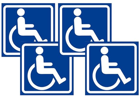 Señal De Discapacidad Para Coche - 4 Unidades Accesorios Coche Impermeables Autoadhesivos | Cartel Baño Accesible,Para Bus Aparcamiento Hotel Aseo Hogar Jardin Parque