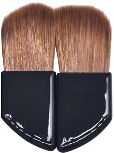 Lot de 2 Pinceaux de Maquillage Mini, Biseautés, Portables, pour Crème | Poils Nylon, Manche Plastique, Format Voyage, Usage Femmes, Application Précise, Ensemble Compact pour Retouches
