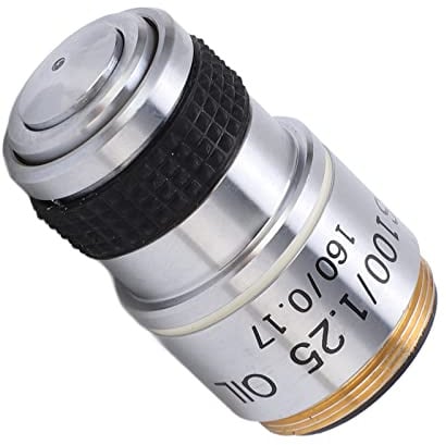 Generic Lente Objetiva Acromática de Gran Aumento Biológico Mano de Obra Exquisita con Amplio Campo de Visión para Microscopio, Vidrio óptico y Material de Aleación de Aluminio (S100/1.25 (S100/1.25
