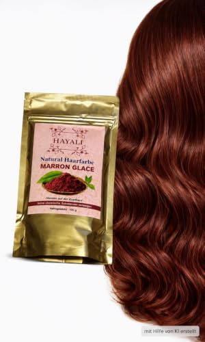 Hayali Natural Haarfarbe. Henna Haartönung, 100g, Chemiefreie Haarfarbe, Grauhaarabdeckung. Anti-aging. Organic. Vegan. حناء (Marron Glace)