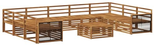 vidaXL Outdoor-Sofagarnitur 10 pcs Natur Massivholz Akazie, Gartenmöbel Set, modernes Sofa für den Außenbereich, Lounge ganz entspannt, Terrasse, Patio