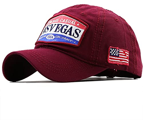 Sporty Baseballcap Las Vegas Distressed Snapback Vintage Used Look Retro Poker Casino Oldschool Kappe Mütze Cap Schirmmütze Basecap verstellbar (Rot)