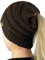 C.C BeanieTail Beanie-Mütze, weich, Stretch, Zopfmuster, unordentlicher hoher Dutt, Pferdeschwanz, Braun, Einheitsgröße