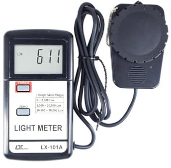 Luxmetro digitale (gamma: 50.000 Lux) per auditorium, teatri, stadi, anfiteatro, sale OT insieme al certificato di calibrazione di fabbrica Modello: Lutron LX-101A