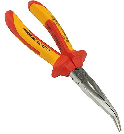 VDE-Flachrundzange mit Schneide, gebogene Ausführung 200 mm,