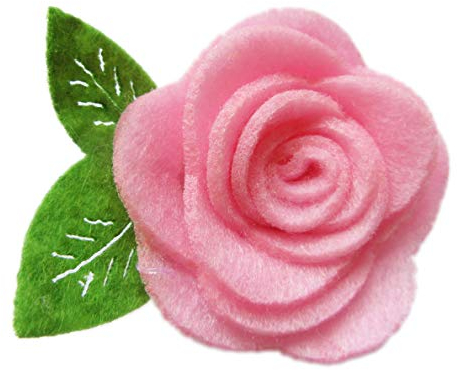 YYCRAFT Filz-Rosette mit Blatt, Filz-Rosen, Blumen-Applikation für selbstgemachte Stirnbänder, Haar-Accessoire, Basteln, 20 Stück