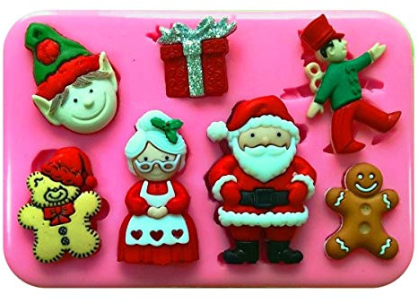 Mr & Mrs Claus Father Christmas Elf Toy Shop Silicone Mould Mold for Cake Decorating Cake Cupcake Toppers Icing Sugarcraft Tool by Fairie Blessings