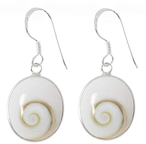 Muschel Schmuck (Ohrringe) Muschel Kreiselschnecke Operculum Shiva Eye Ohrhänger 925er Sterling-Silber Modellnummer 1155