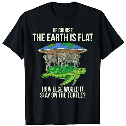 Flat Earth Society T Shirt Turtle Elephants Men Women Gift T-Shirt
