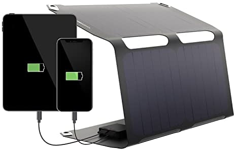 Sunnybag SUNBOOSTER 21 | Panneau solaire pliable de 21 watts | Chargeur solaire pour recharger le portable en route | Imperméable et léger | 2 sorties USB | Pour la randonnée, le camping, le plein air