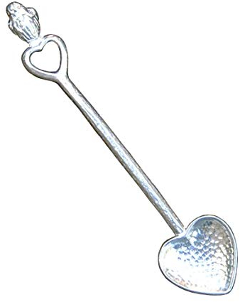 Rotkehlchen Zuckerlöffel, Herz Zuckerlöffel, Handgegossen von William Sturt aus Deutsche Zinn (Pewter)