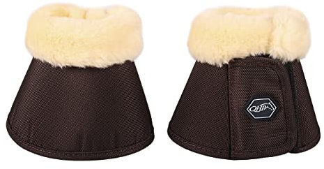 QHP Hufglocken Springglocken Ontario mit Fellimitation und Klettverschluss (M, Braun)