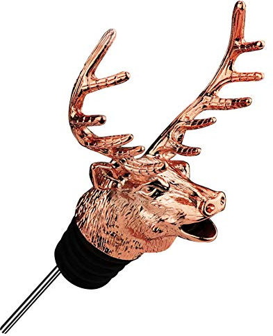 Deer Head Wine Pourer and Bottle Stopper, Zinc Alloy (Rose-Gold)