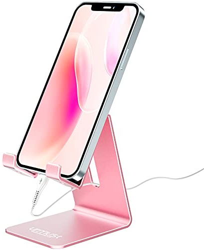Urmust Handy-Ständer für Schreibtisch, Handy-Halterung, Dock-Halterung für iPhone 15, 14, 13, 12, 11 Pro Max X Xr 8 Plus 7 6, Tablet (4-10 Zoll) [2023 aktualisierte Version] Pink