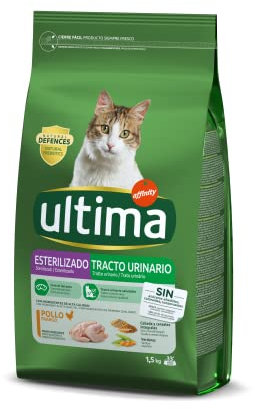 Ultima Pienso para Gatos Esterilizados con Problemas Del Tracto Urinario con Pollo, 1.5 g