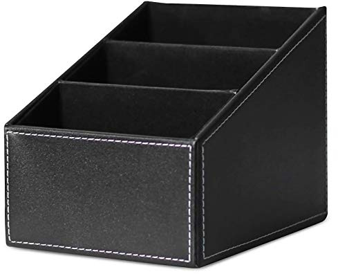 PU Leder Tisch Organizer Stifthalter 3 Ablagefächer Schreibtisch ordentlich Fernbedienung Organizer Multifunktionale Aufbewahrungsbox Container Fall