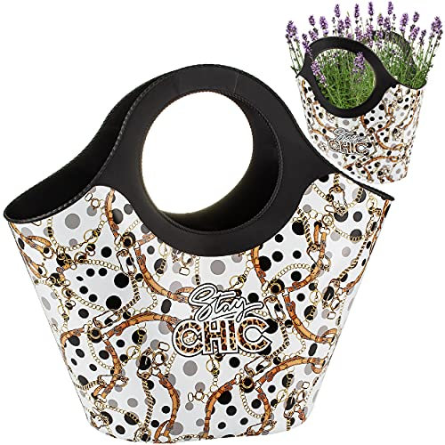 alles-meine.de GmbH Flexi & flexibel Modell + Farbwahl großer - biegbarer - Einkaufskorb/Pflanztasche mit Henkel - Chic - Punkte & Ketten - Einkaufstasche Aufbewahrungsbehä..