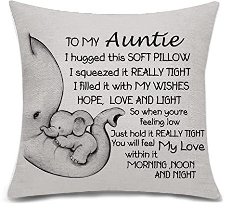 Bacmaxom Aunty Gifts from Niece Nephew Cushion Cover Throw Pillow Cover for Auntie from Nice Nephew Mother's Day Birthday (auntie)
