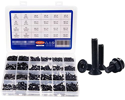 Sechskantmutter 1060 stücke M2 M3 M4 M5 Sechskantbuchse Schraube Set Kohlenstoffstahl Flache Rundkappe Kopfschrauben Bolzen und Nüsse Sortimentset mit Aufbewahrungsbox Sechskantmutter aus Edelstahl