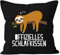 MoonWorks® Kissenbezug Spruch Offizielles Schlafkissen Faultier lustige Geschenke Dekokissen schwarz 40cm x 40cm