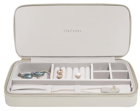 Stackers Oatmeal Sleek Necklace Zipped Jewellery Box