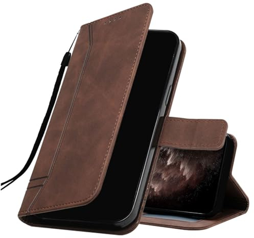 IMEIKONST Kompatibel mit LG K51S Hülle Leder, Magnetic Brieftasche mit 3 Kartenfächer Standfunktion Retro Tasche Stoßfeste Schutzhülle Handyhülle für LG K41S / LG K51S Brown HXA