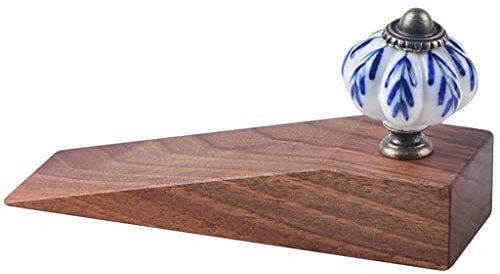 Cuneo Fermaporta Studio Classico Blu E Bianco Ceramica Decor Fermaporta, Noce Ispessito Fisso Antiscivolo Tappo Porta, Proteggi Pavimenti E Pareti (Color : Brown, Size : 12 * 3.5 * 2.3cm)