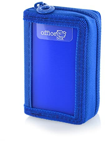 office box Mini Tarjetero con Cierre de Cremallera Zipper - hasta 60 Tarjetas - 5 Colores – Ref.25615-A – Bordes Reforzados en Tela - by Color Azul