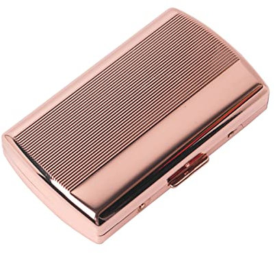 Étui à cigarettes classique en métal simple et tendance - 85mm 12pcs - King size - (Carte de crédit ne peut pas être placée) (Stripe rose)