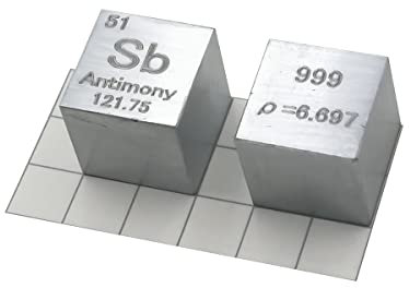 嘉信誉 Antimon (Sb) Dichtewürfel, Laborqualität, präzise über 99,9 % hochrein, verwendet für Laborversuche, persönliche Hobbys und Sammlungen (Größe: 10 mm, Farbe: matt)